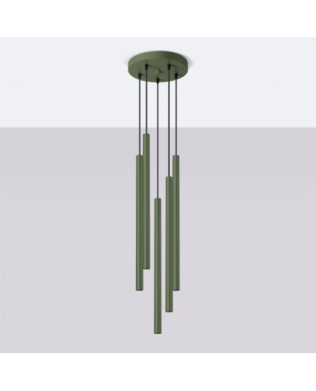 Lampa wisząca PASTELO 5P zielona oliwka Sollux SL.1522