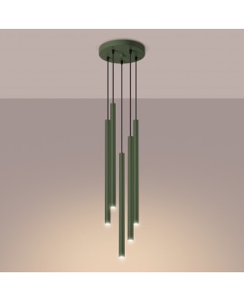 Lampa wisząca PASTELO 5P zielona oliwka Sollux SL.1522