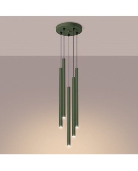 Lampa wisząca PASTELO 5P zielona oliwka Sollux SL.1522