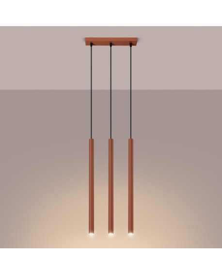 Lampa wisząca PASTELO 3 ochra czerwona Sollux SL.1526