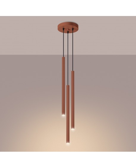 Lampa wisząca PASTELO 3P ochra czerwona Sollux SL.1527