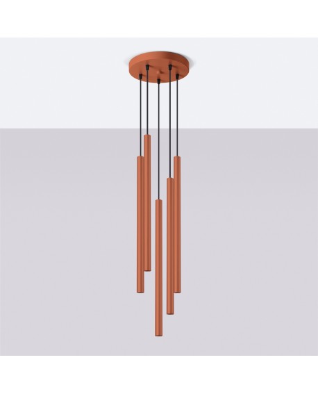 Lampa wisząca PASTELO 5P ochra czerwona Sollux SL.1528