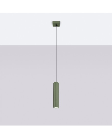 Lampa wisząca KARBON 1 zielony oliwkowy Sollux SL.1611
