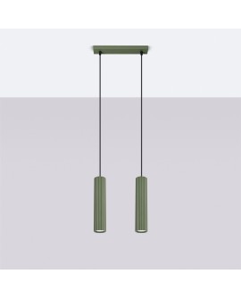 Lampa wisząca KARBON 2 zielona oliwka Sollux SL.1612