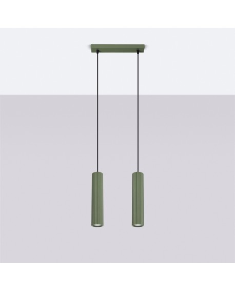 Lampa wisząca KARBON 2 zielona oliwka Sollux SL.1612