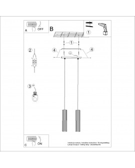 Lampa wisząca KARBON 2 zielona oliwka Sollux SL.1612