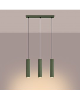 Lampa wisząca KARBON 3L zielona oliwka Sollux SL.1613