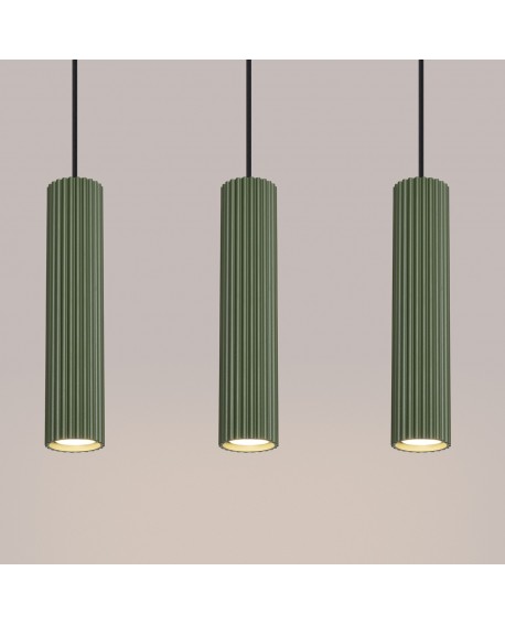 Lampa wisząca KARBON 3L zielona oliwka Sollux SL.1613