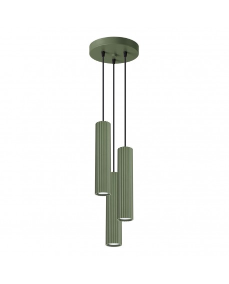 Lampa wisząca KARBON 3P zielona oliwka Sollux SL.1614