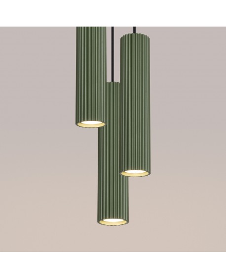 Lampa wisząca KARBON 3P zielona oliwka Sollux SL.1614