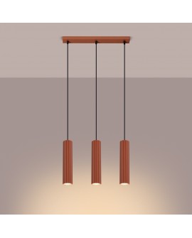 Lampa wisząca KARBON 3L ochra czerwona Sollux SL.1632