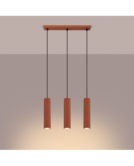 Lampa wisząca KARBON 3L ochra czerwona Sollux SL.1632