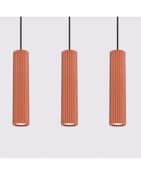 Lampa wisząca KARBON 3L ochra czerwona Sollux SL.1632