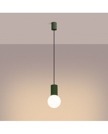 Lampa wisząca HALO 1 zielona oliwka Sollux SL.1724