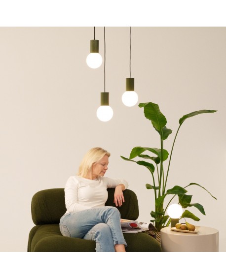 Lampa wisząca HALO 3P zielona oliwka Sollux SL.1725