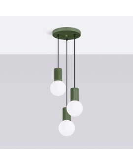 Lampa wisząca HALO 3P zielona oliwka Sollux SL.1725