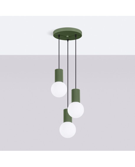 Lampa wisząca HALO 3P zielona oliwka Sollux SL.1725