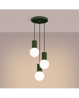 Lampa wisząca HALO 3P zielona oliwka Sollux SL.1725