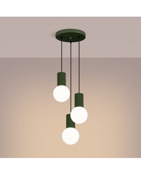 Lampa wisząca HALO 3P zielona oliwka Sollux SL.1725