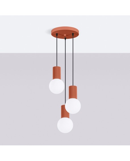 Lampa wisząca HALO 3P ochra czerwona Sollux SL.1730