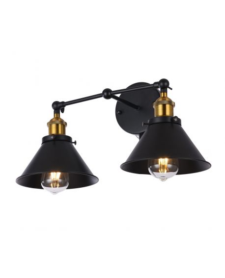 KINKIET LAMPA ŚCIENNA LOFT CZARNA GUBI DUO LUMINA DECO