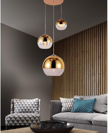LAMPA WISZĄCA NOWOCZESNA ZŁOTA VERONI TRIO LUMINA DECO