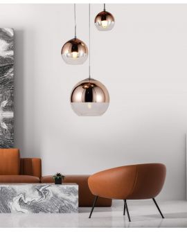 LAMPA WISZĄCA NOWOCZESNA RÓŻOWE ZŁOTO POTRÓJNA VERONI TRIO LUMINA DECO
