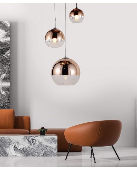 LAMPA WISZĄCA NOWOCZESNA RÓŻOWE ZŁOTO POTRÓJNA VERONI TRIO LUMINA DECO