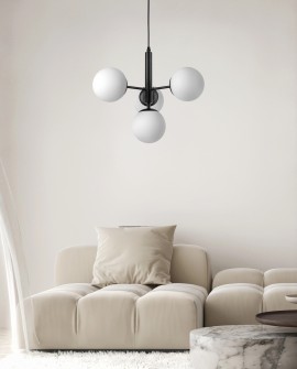 LAMPA WISZĄCA SUFITOWA NOWOCZESNA CZARNA BIAŁE KULE LEDO 4