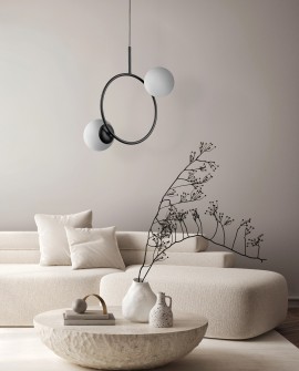 LAMPA WISZĄCA SUFITOWA NOWOCZESNA CZARNA BIAŁE KULE LEDO 2