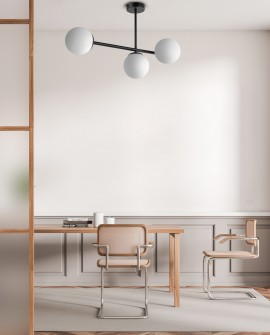 LAMPA SUFITOWA WISZĄCA PLAFON NOWOCZESNA CZARNA BIAŁE KULE LEDO 3