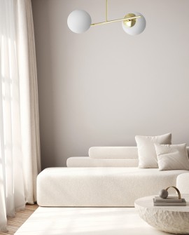 LAMPA SUFITOWA WISZĄCA PLAFON NOWOCZESNA ZŁOTO KLASYCZNE BIAŁE KULE LEDO 2