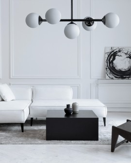 LAMPA WISZĄCA SUFITOWA PLAFON NOWOCZESNA CZARNA BIAŁE KULE FINO 5
