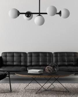 LAMPA WISZĄCA SUFITOWA PLAFON NOWOCZESNA CZARNA BIAŁE KULE FINO 5