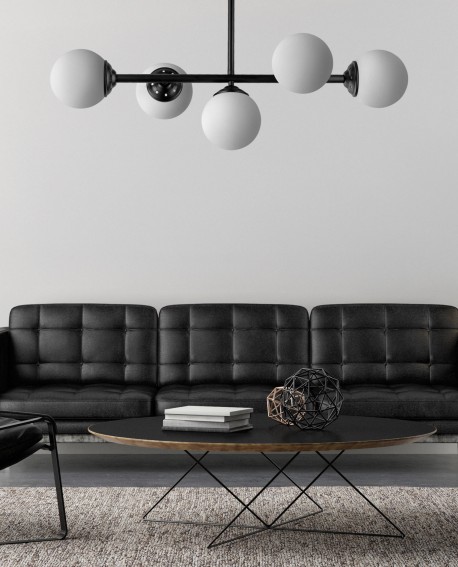 LAMPA WISZĄCA SUFITOWA PLAFON NOWOCZESNA CZARNA BIAŁE KULE FINO 5