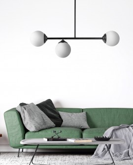 LAMPA SUFITOWA WISZĄCA PLAFON NOWOCZESNA CZARNA BIAŁE KULE FINO 3
