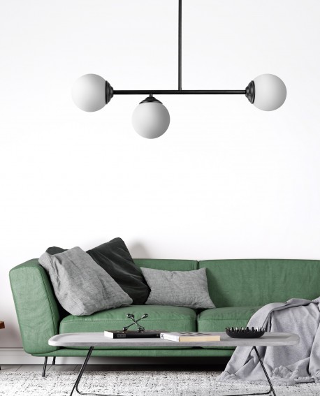 LAMPA SUFITOWA WISZĄCA PLAFON NOWOCZESNA CZARNA BIAŁE KULE FINO 3