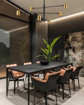 LAMPA SUFITOWA WISZĄCA NOWOCZESNA CZARNO-ZŁOTA DORA W6