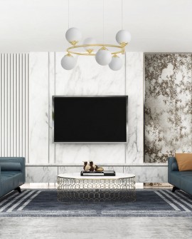 LAMPA WISZĄCA SUFITOWA ŻYRANDOL NOWOCZESNA ZŁOTO KLASYCZNE BIAŁE KULE FINO 6