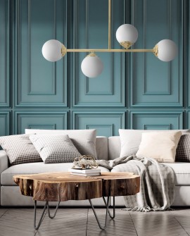 LAMPA WISZĄCA SUFITOWA PLAFON NOWOCZESNA ZŁOTO KLASYCZNE BIAŁE KULE FINO 4