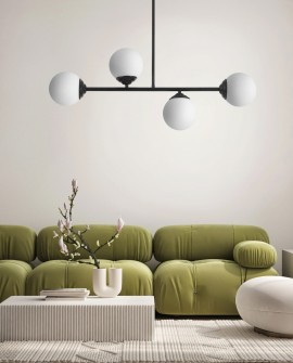 LAMPA WISZĄCA SUFITOWA PLAFON NOWOCZESNA CZARNA BIAŁE KULE FINO 4