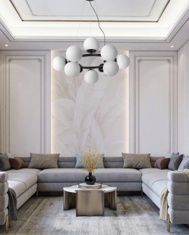 LAMPA WISZĄCA NOWOCZESNA CZARNA BIAŁE KULE LEDO 12