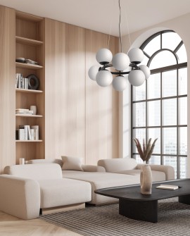 LAMPA WISZĄCA NOWOCZESNA CZARNA BIAŁE KULE LEDO 9