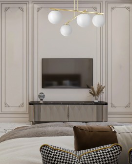 LAMPA SUFITOWA WISZĄCA ŻYRANDOL NOWOCZESNA ZŁOTO KLASYCZNE BIAŁE KULE LEDO 4