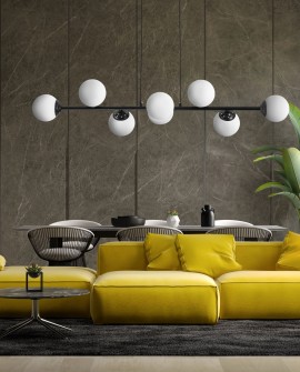 LAMPA WISZĄCA SUFITOWA ŻYRANDOL NOWOCZESNA CZARNA BIAŁE KULE FINO 8