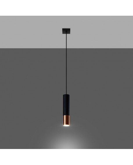 Lampa wisząca LOOPEZ 1 czarny/miedź Sollux SL.0946