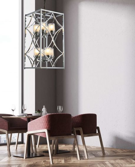 LAMPA WISZĄCA LOFT CHROMOWANA QUADRATO DUO