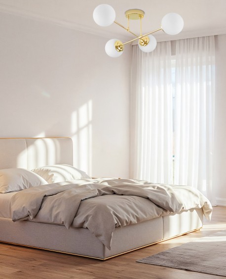 LAMPA WISZĄCA SUFITOWA ŻYRANDOL NOWOCZESNA ZŁOTO KLASYCZNE BIAŁE KULE FINO 4