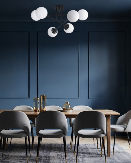 LAMPA WISZĄCA SUFITOWA ŻYRANDOL NOWOCZESNA CZARNA BIAŁE KULE FINO 6