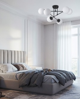 LAMPA WISZĄCA SUFITOWA ŻYRANDOL NOWOCZESNA CZARNA BIAŁE KULE FINO 6